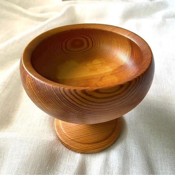 Vintage SANDBERGS NORA STAD SWEDEN Wooden Pedestal Bowl - Picture 4 of 7